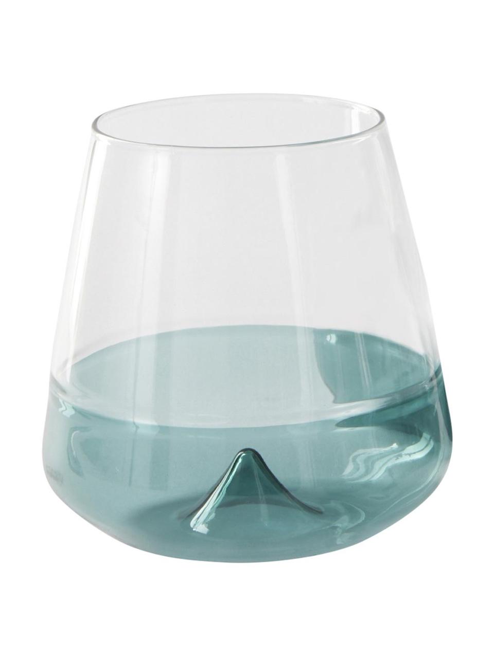 Waterglazen Dunya in blauw/transparant, 4 stuks, Glas, Blauw, Ø 9 x H 10 cm, 450 ml