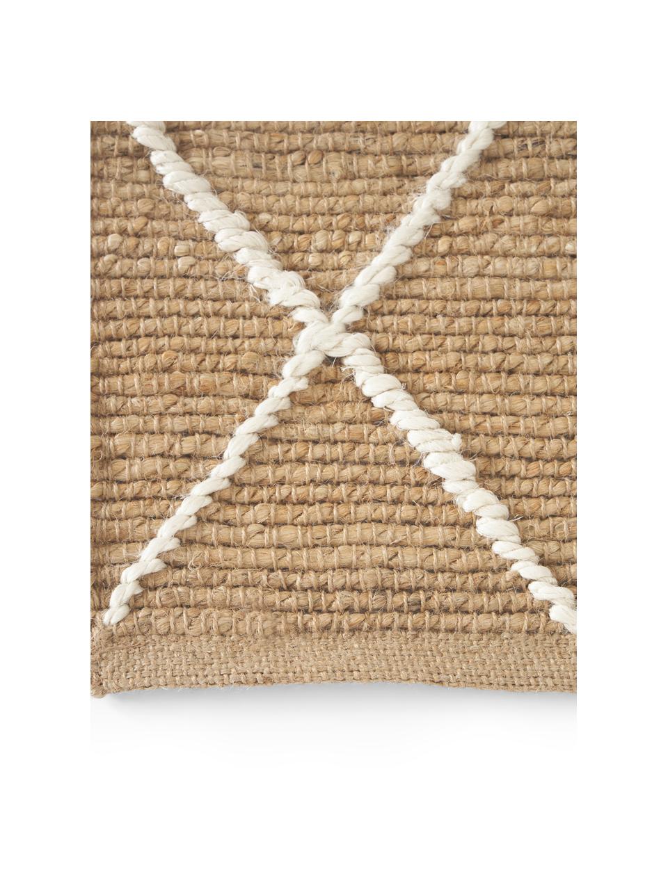 Tapis de couloir en jute fait main Kunu, 100 % jute

Au moins 50 % du textile contenu dans ce produit est composé de fibres de jute. La fibre de jute est une matière première qui se renouvelle rapidement et se caractérise notamment par une faible consommation d'eau lors de la cultivation et le traitement. En outre, ce matériau est entièrement biodégradable, Brun, blanc, larg. 80 x long. 200 cm