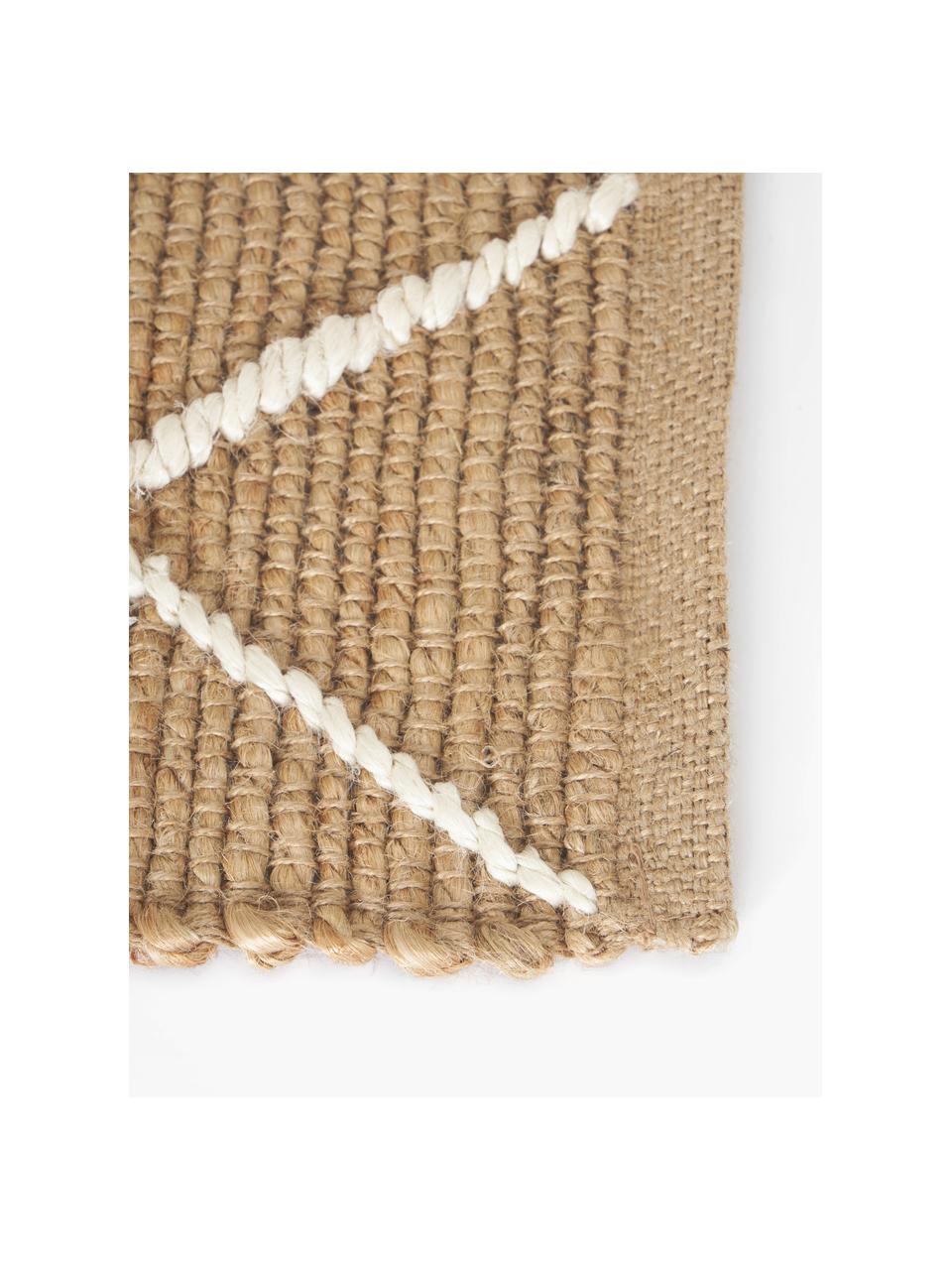 Handgefertigter Jute-Läufer Kunu, 100 % Jute

Mindestens 50 % der in diesem Produkt verwendeten Textilien bestehen aus Jutefasern. Jutefasern sind ein schnell nachwachsender Rohstoff und zeichnen sich besonders durch einen geringen Wasserverbrauch im Anbau und während der Verarbeitung aus. Zudem ist das Material vollständig ökologisch abbaubar., Braun, Weiß, B 80 x L 200 cm