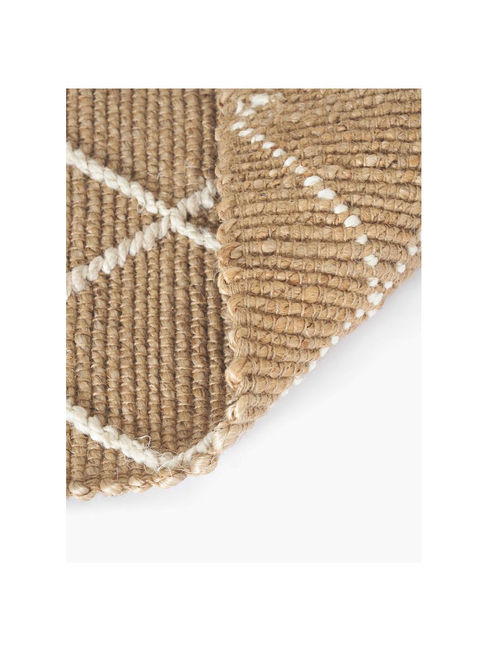 Handgefertigter Jute-Läufer Kunu, 100 % Jute

Mindestens 50 % der in diesem Produkt verwendeten Textilien bestehen aus Jutefasern. Jutefasern sind ein schnell nachwachsender Rohstoff und zeichnen sich besonders durch einen geringen Wasserverbrauch im Anbau und während der Verarbeitung aus. Zudem ist das Material vollständig ökologisch abbaubar., Braun, Weiß, B 80 x L 200 cm