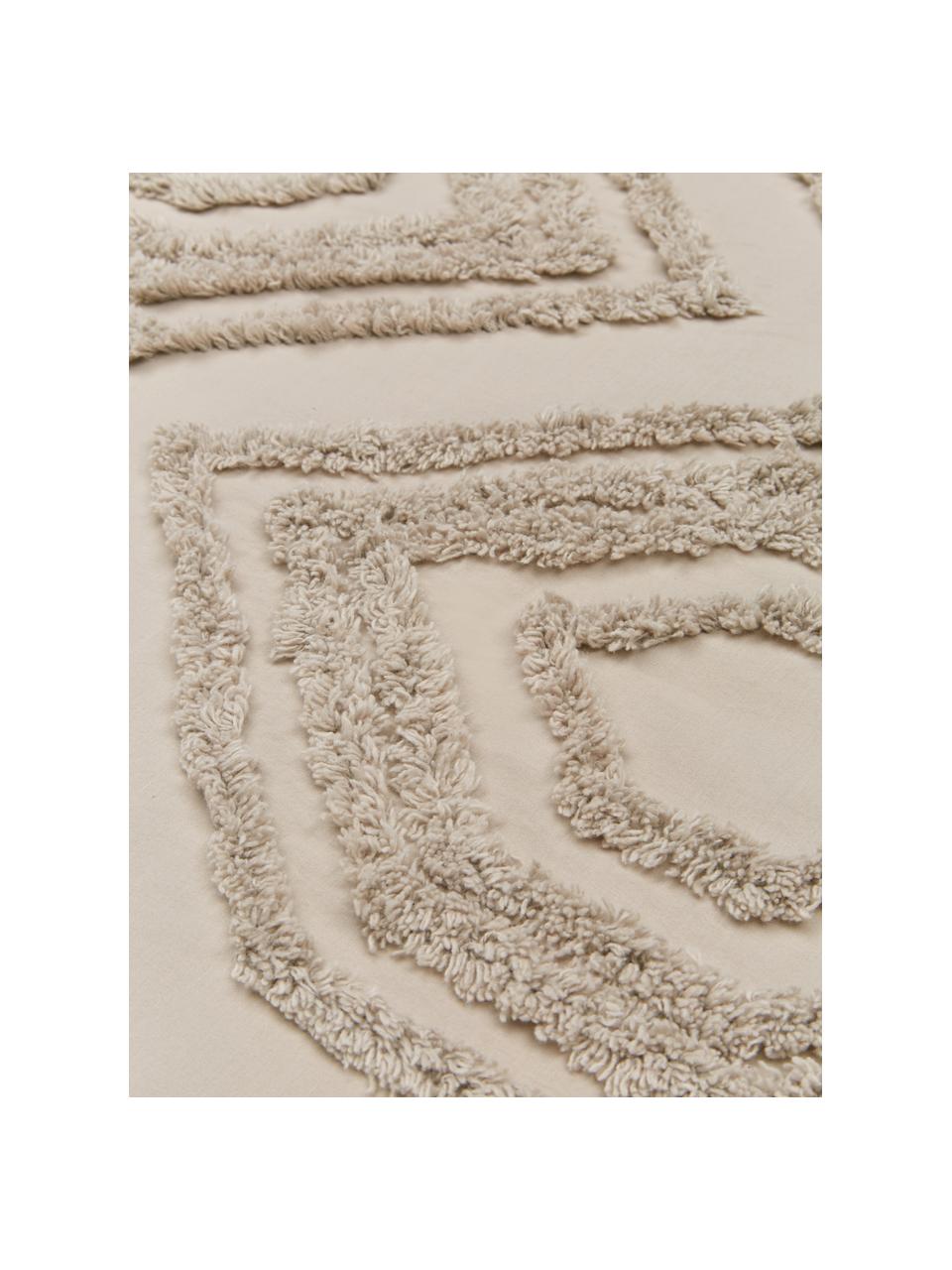 Copriletto con decorazione a ciuffi Faye, 100% cotone, Beige, Larg. 160 x Lung. 200 cm (per letti da 120 x 200)