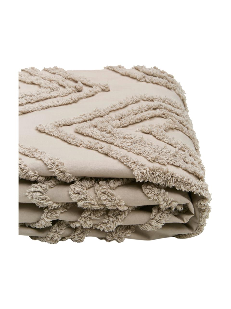 Couvre-lit beige à motifs tuftés Faye, 100 % coton, Beige, larg. 160 x long. 200 cm (adapté aux lits jusqu'à 120 x 200 cm)