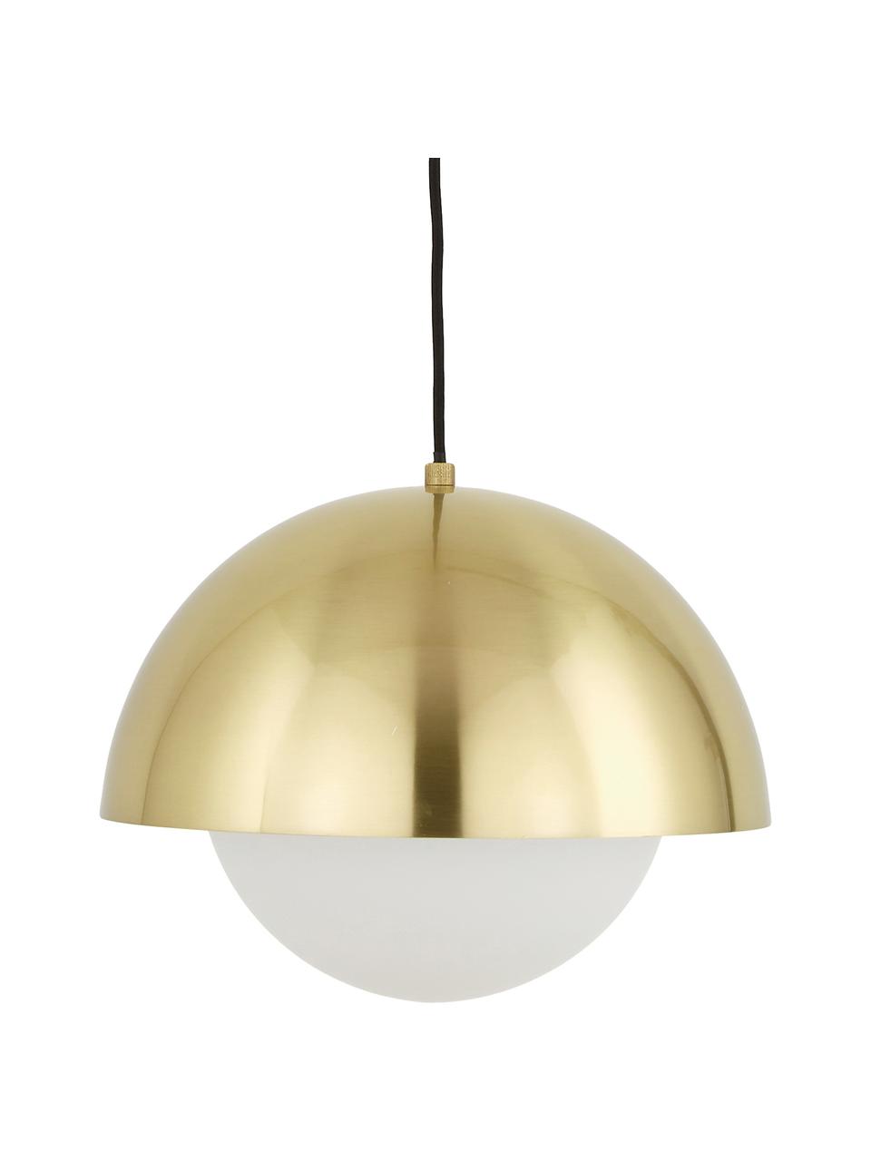 Lampa wisząca ze szkła opalowego Lucille, Biały, odcienie mosiądzu, Ø 35 x W 30 cm