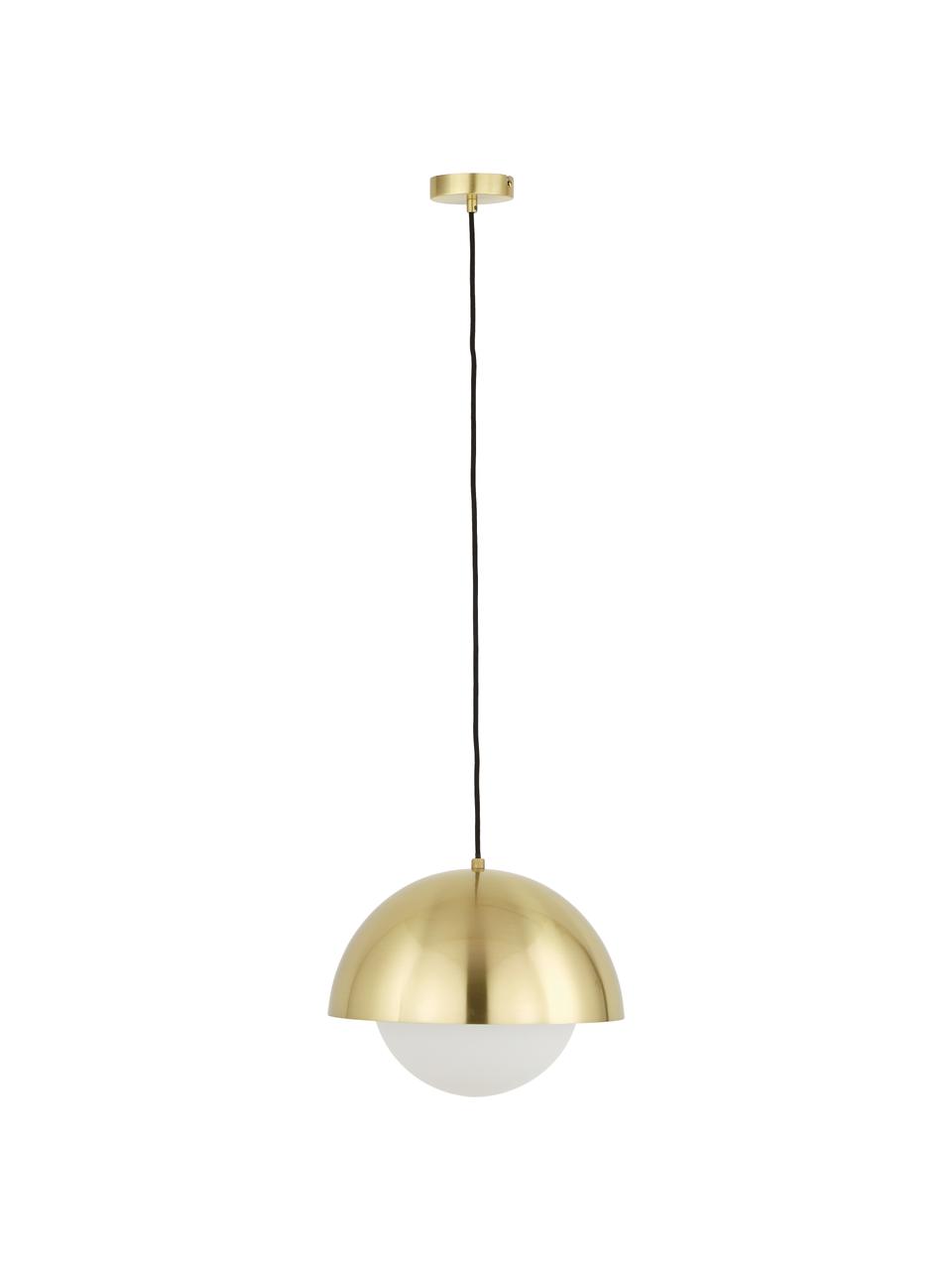 Lampa wisząca ze szkła opalowego Lucille, Biały, odcienie mosiądzu, Ø 35 x W 30 cm
