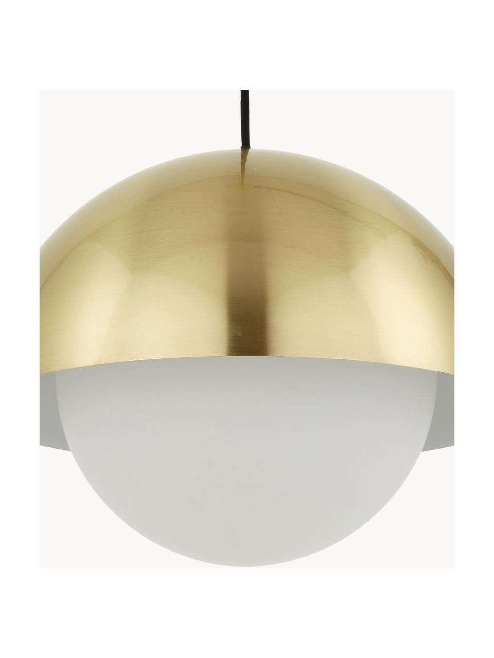 Hanglamp Lucille met opaalglas, Baldakijn: geborsteld metaal, Wit, messingkleurig, Ø 35 x H 30 cm