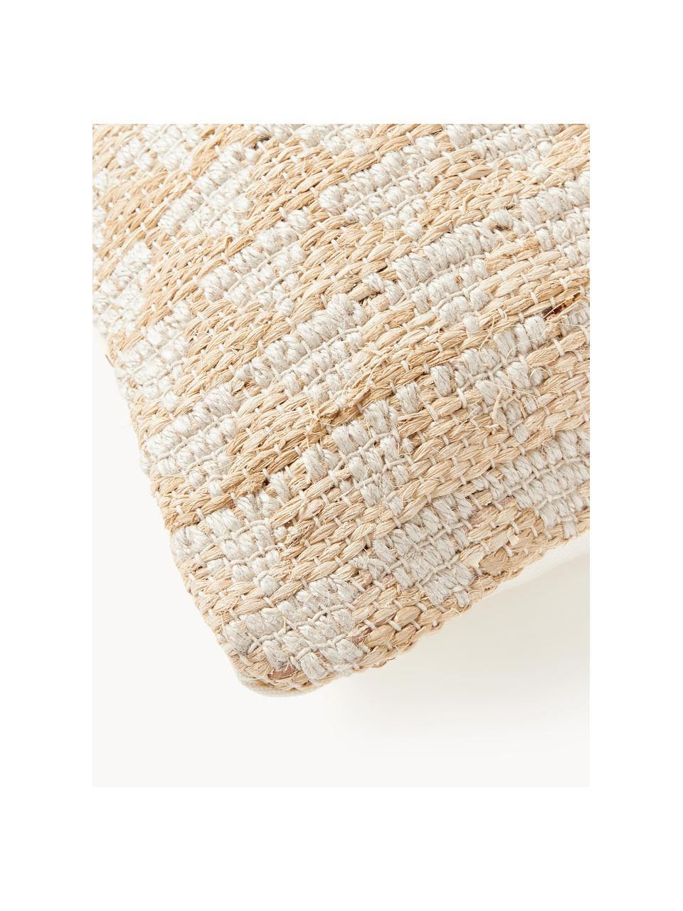 Copricuscino in iuta con motivo geometrico Flint, Retro: 100% cotone, Tonalità beige, Larg. 50 x Lung. 50 cm