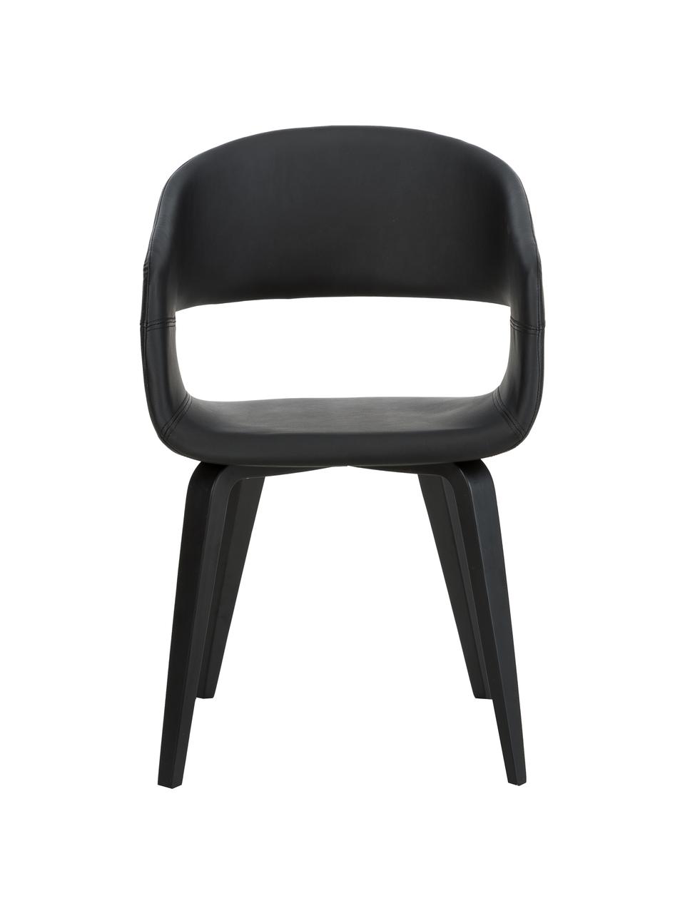 Židle s  područkami z imitace kůže Nova, 2 ks, Černá
