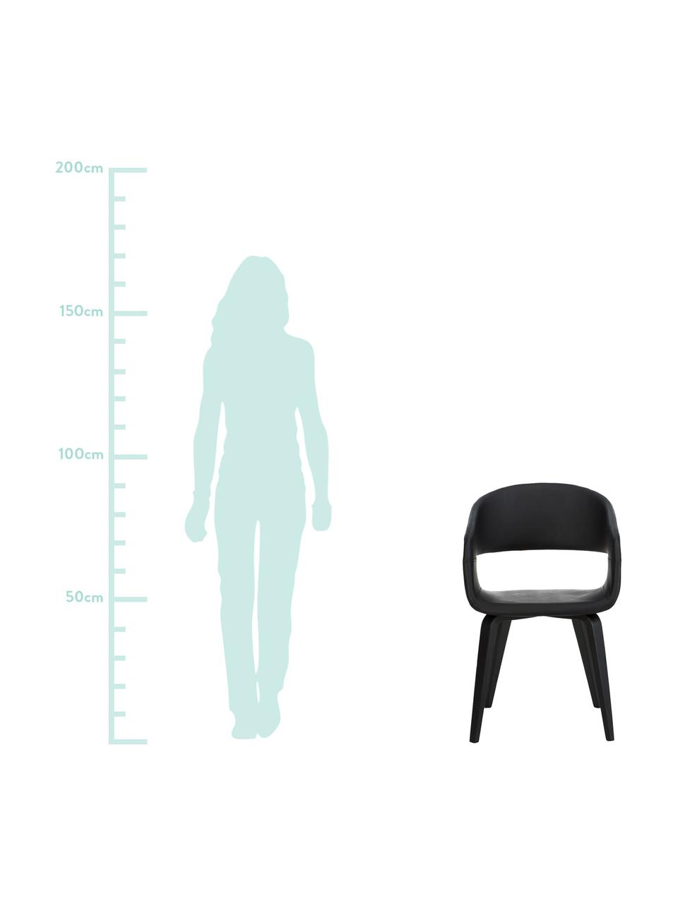 Židle s  područkami z imitace kůže Nova, 2 ks, Černá