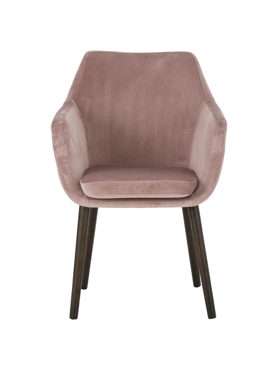 Sametová židle s područkami Nora, Růžová, Š 58 cm, H 58 cm