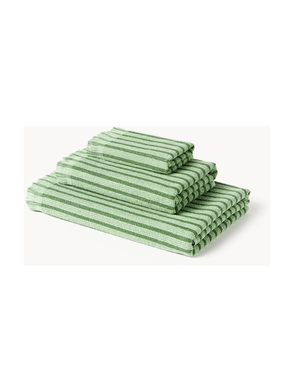 Serviettes de toilette Irma, tailles variées, Vert, 4 pièces (2 serviettes de toilette et 2 draps de bain)