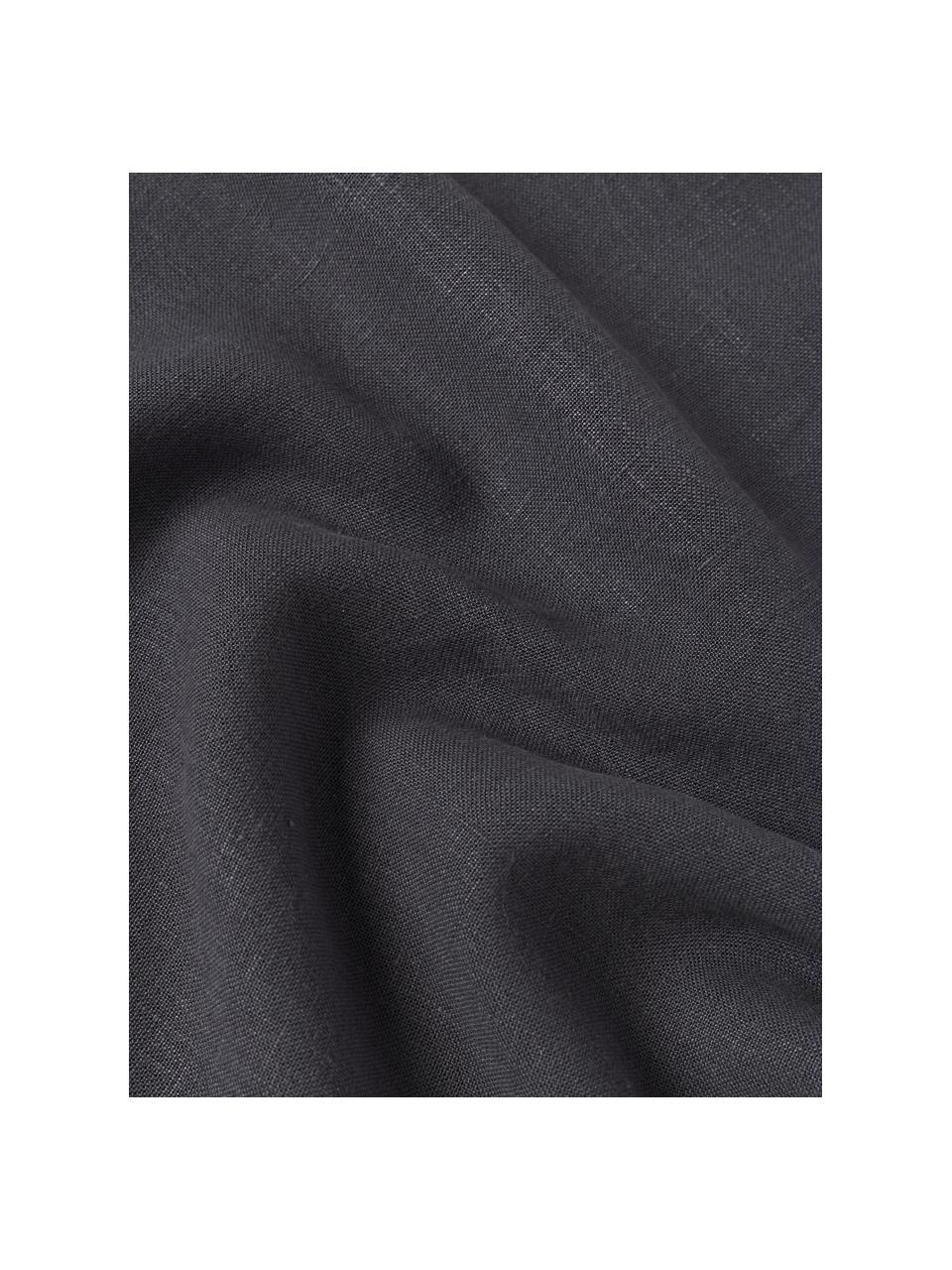 Housse de coussin 50x50 lin gris graphite Lanya, 100 % pur lin, Noir, larg. 40 x long. 40 cm