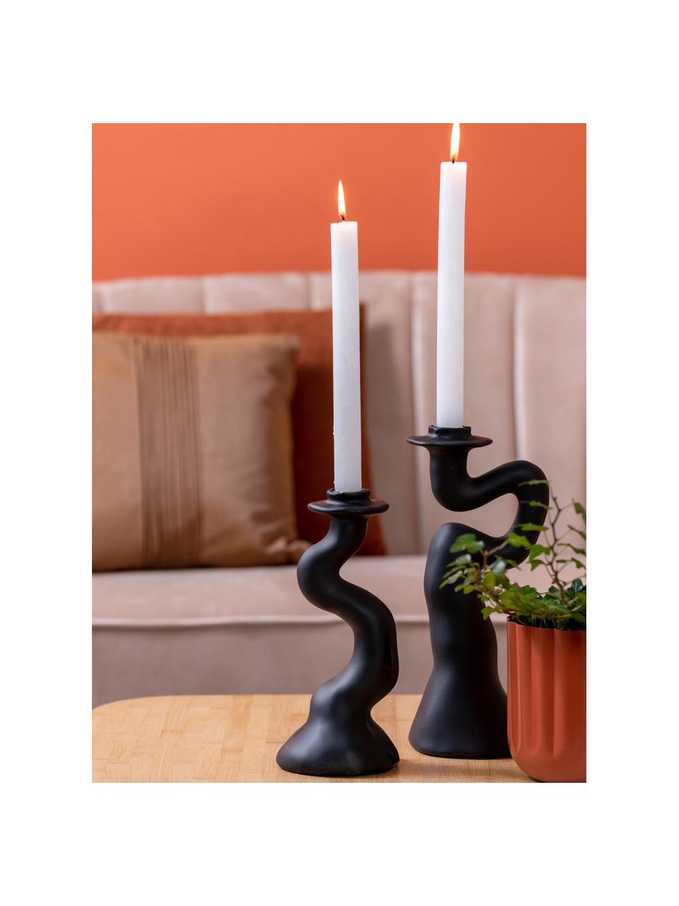 Candelabro nero dalla forma organica Organic Swirl, Poliresina, Nero, Ø 11 x Alt. 25 cm