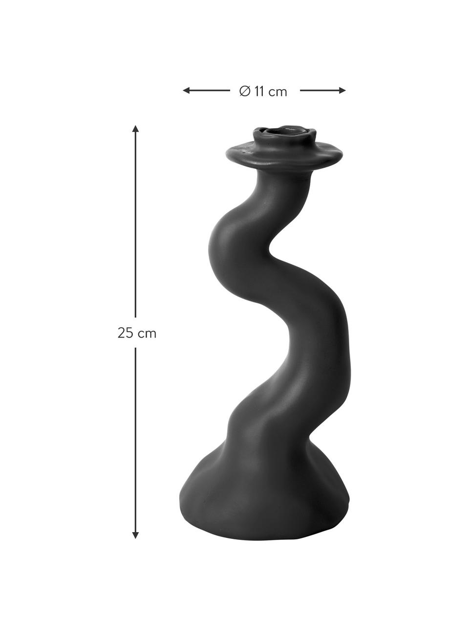 Candelabro con forma orgánica Organic Swirl, Poliresina, Negro, Ø 11 x Al 25 cm