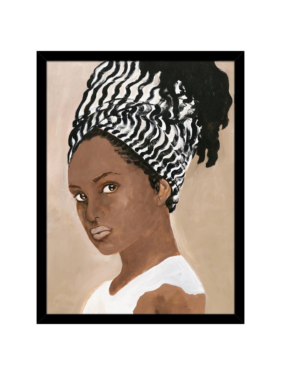 Impresión digital enmarcada Inspired, Blanco, negro, greige, marrón, An 30 x Al 40 cm