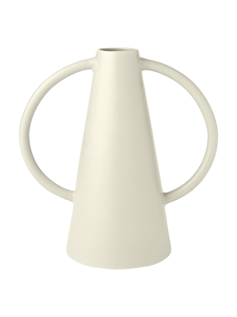 Vase design Frigya, Grès cérame, Blanc crème, Ø 6 x haut. 31 cm