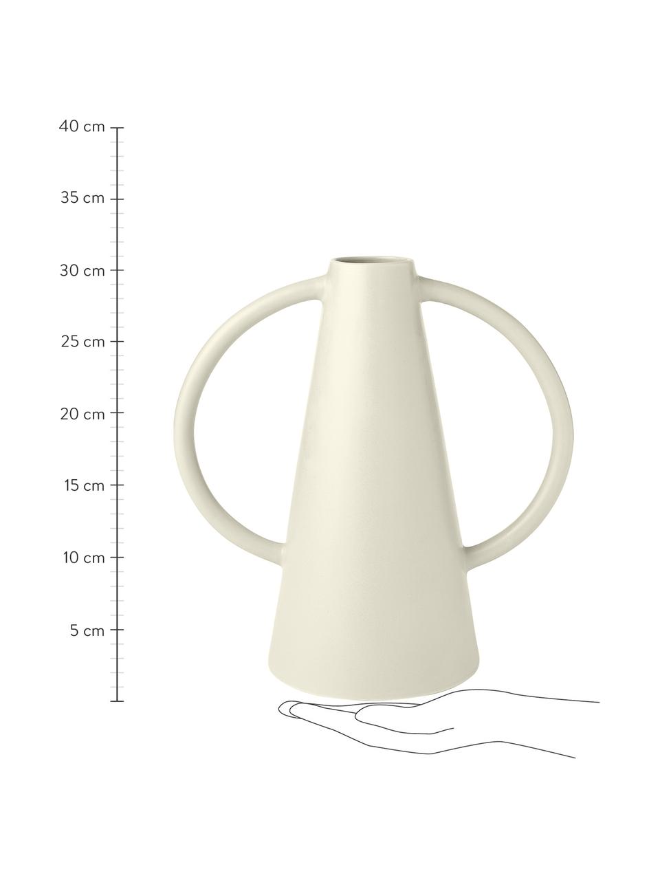 Jarrón de diseño Frigya, Gres, Blanco crema, Ø 6 x Al 31 cm