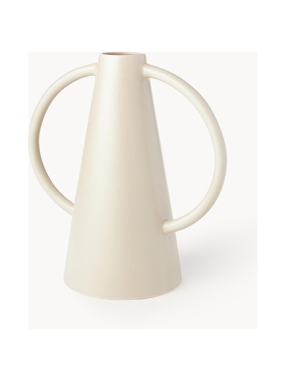 Vase design Frigya, Grès cérame, Beige clair, Ø 6 x haut. 31 cm