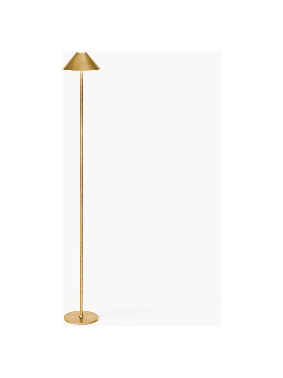 Kleine mobile LED-Stehlampe Hygge, dimmbar, Metall, beschichtet, Goldfarben, H 134 cm