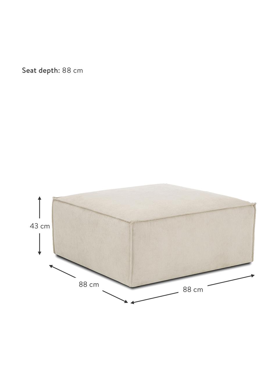Reposapiés puf de pana Lennon, Tapizado: pana (92% poliéster, 8% p, Estructura: madera de pino maciza, ma, Patas: plástico, Pana beige, An 88 x Al 43 cm