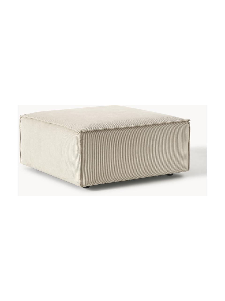 Pouf en velours côtelé Lennon, Velours côtelé beige clair, larg. 88 x prof. 88 cm