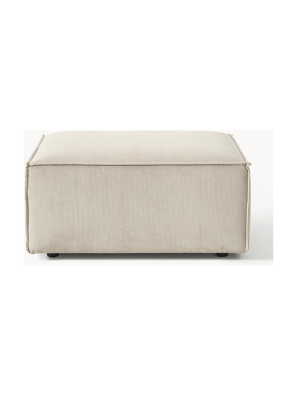 Pouf en velours côtelé Lennon, Velours côtelé beige clair, larg. 88 x prof. 88 cm