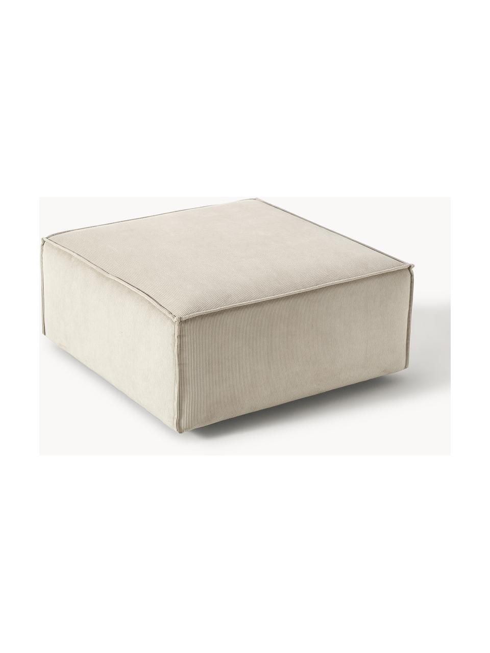 Pouf en velours côtelé Lennon, Velours côtelé beige clair, larg. 88 x prof. 88 cm