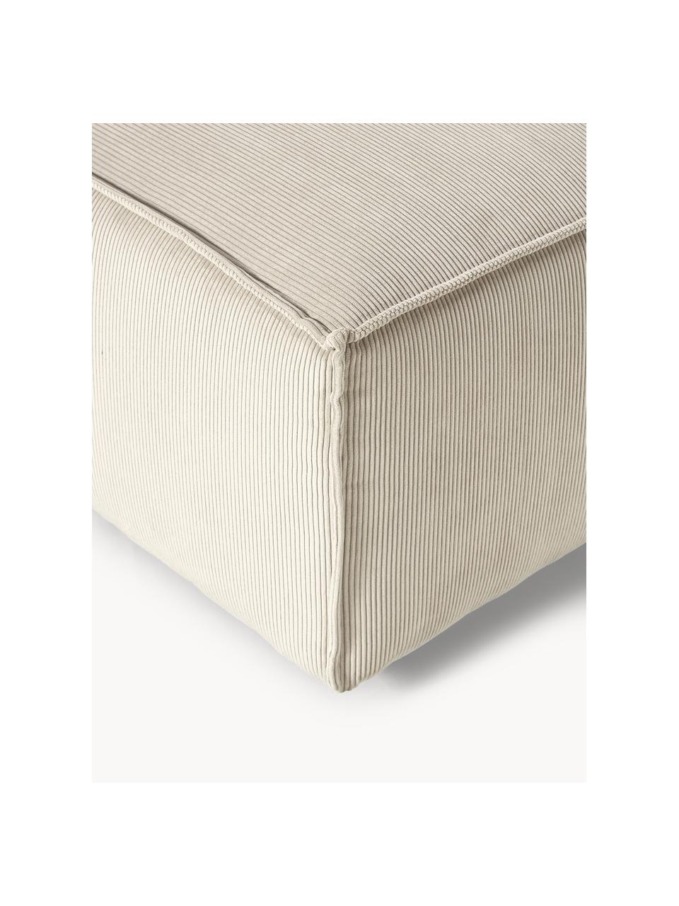 Pouf en velours côtelé Lennon, Velours côtelé beige clair, larg. 88 x prof. 88 cm