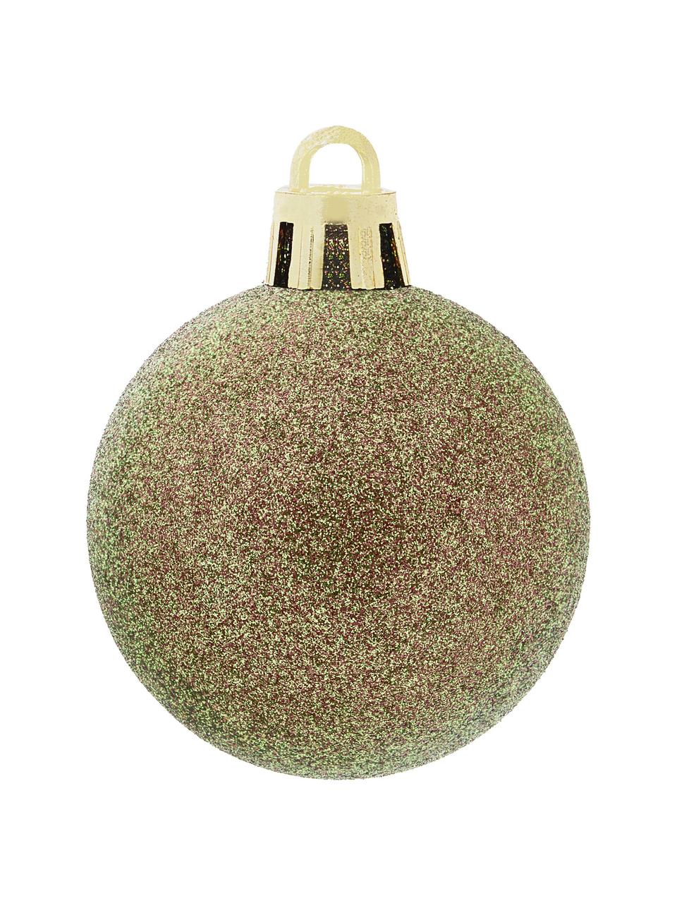 Boule de Noël incassable Natalie, 46 élém., Plastique, Vert foncé, Lot de différentes tailles