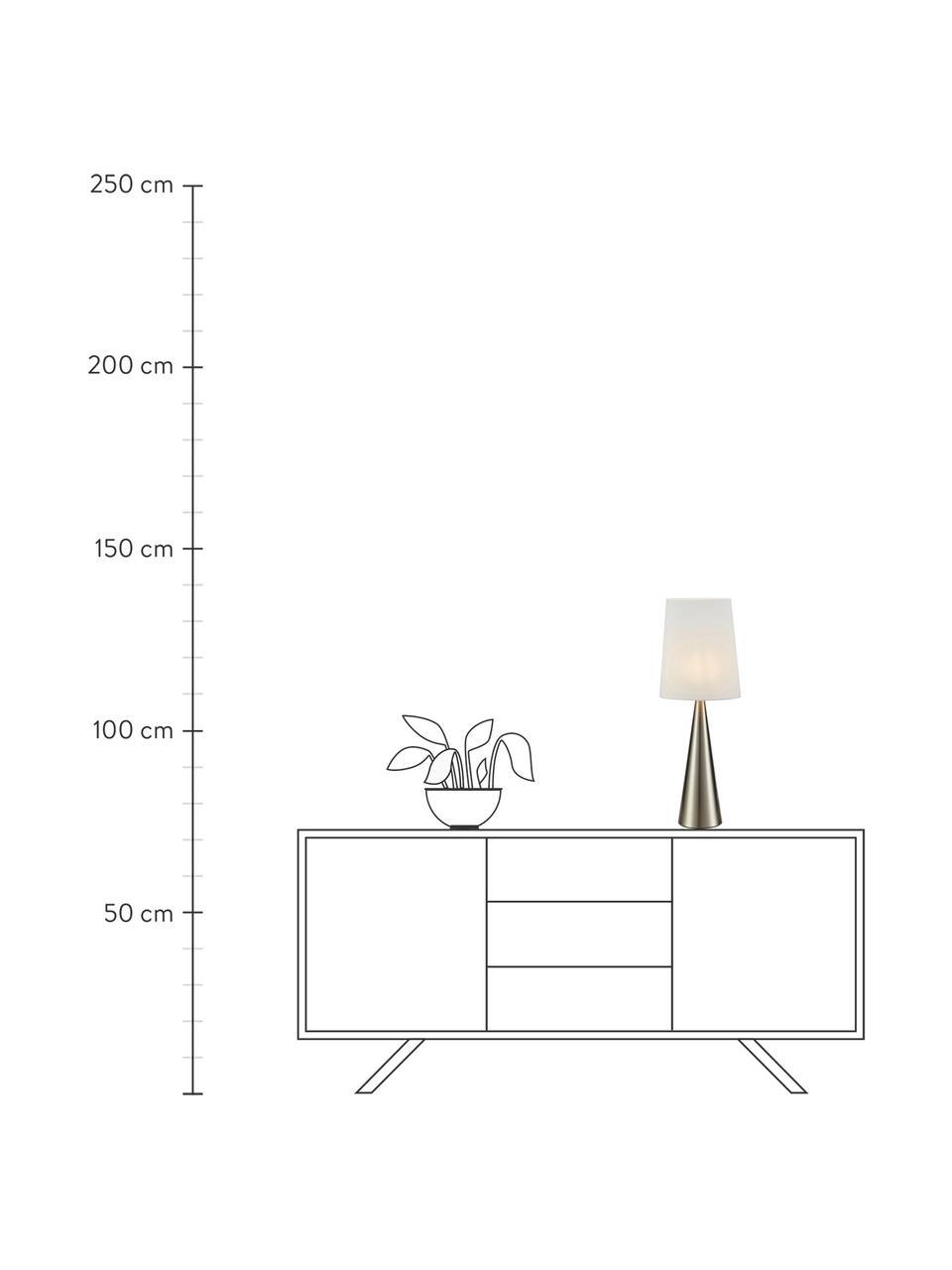 Lampada grande da tavolo Conus, Paralume: lino, Struttura: acciaio spazzolato, Bianco latte, dorato, Ø 18 x Alt. 64 cm