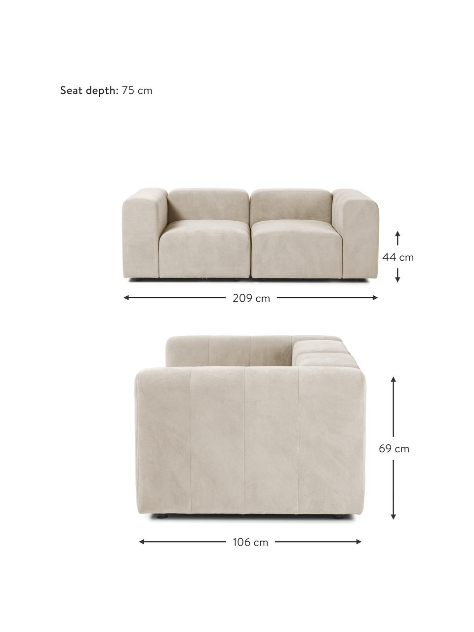 Sofa modułowa Lena (3-osobowa), Tapicerka: tkanina (88% poliester, 1, Stelaż: drewno sosnowe, sklejka, , Nogi: tworzywo sztuczne, Beżowa tkanina, S 209 x G 106 cm