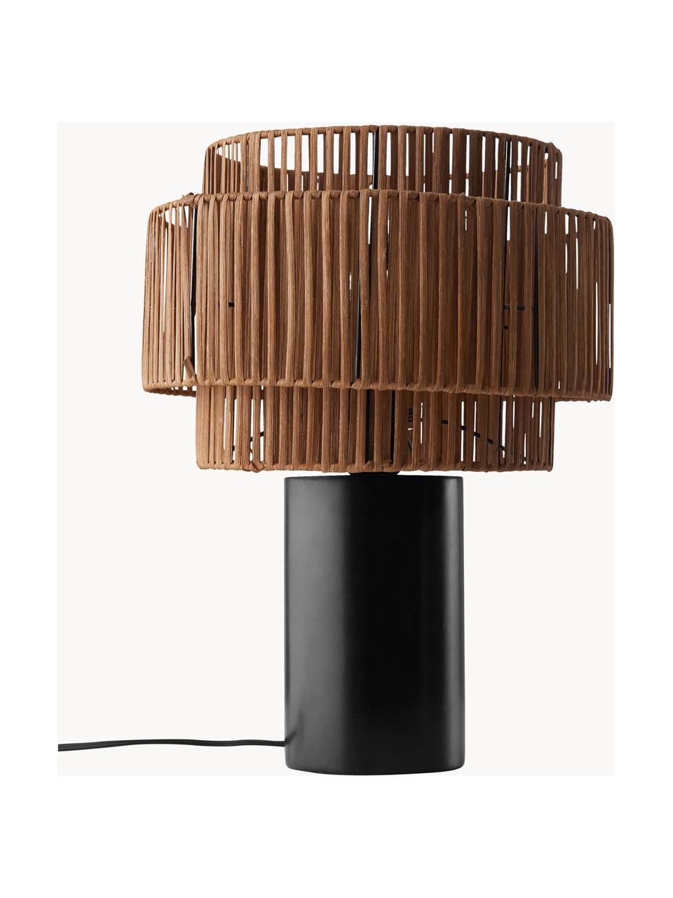 Lampada da tavolo in rattan e legno Emelee, Paralume: rattan, Base della lampada: legno, Marrone, nero, Ø 30 x Alt. 41 cm