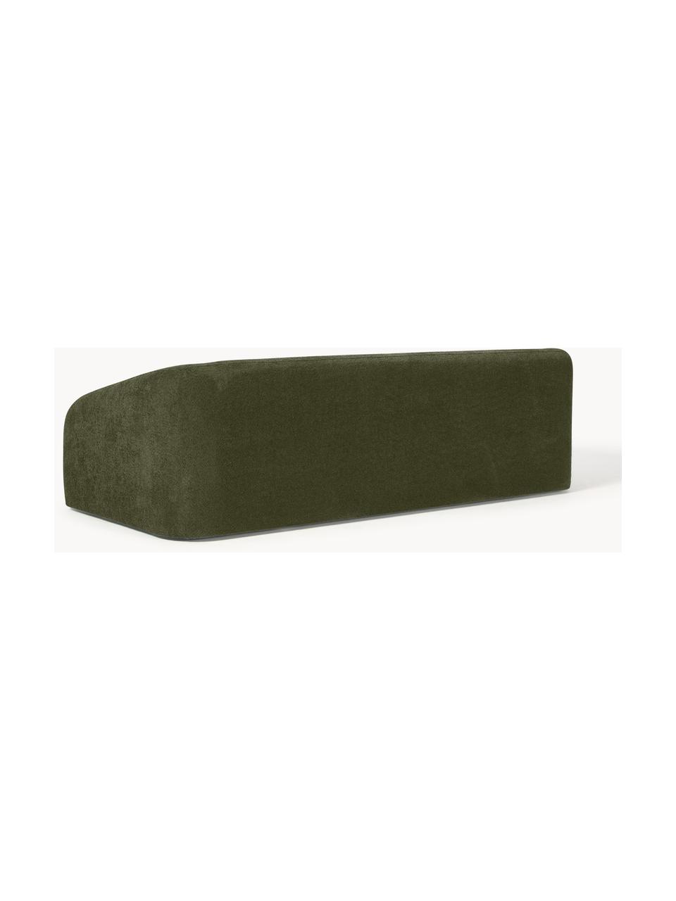 Sofa rozkładana bouclé Eliot (3-osobowa), Tapicerka: Teddy - bouclé (100% poli, Nogi: tworzywo sztuczne, Ciemnozielony Teddy-Bouclé, S 230 x W 100 cm