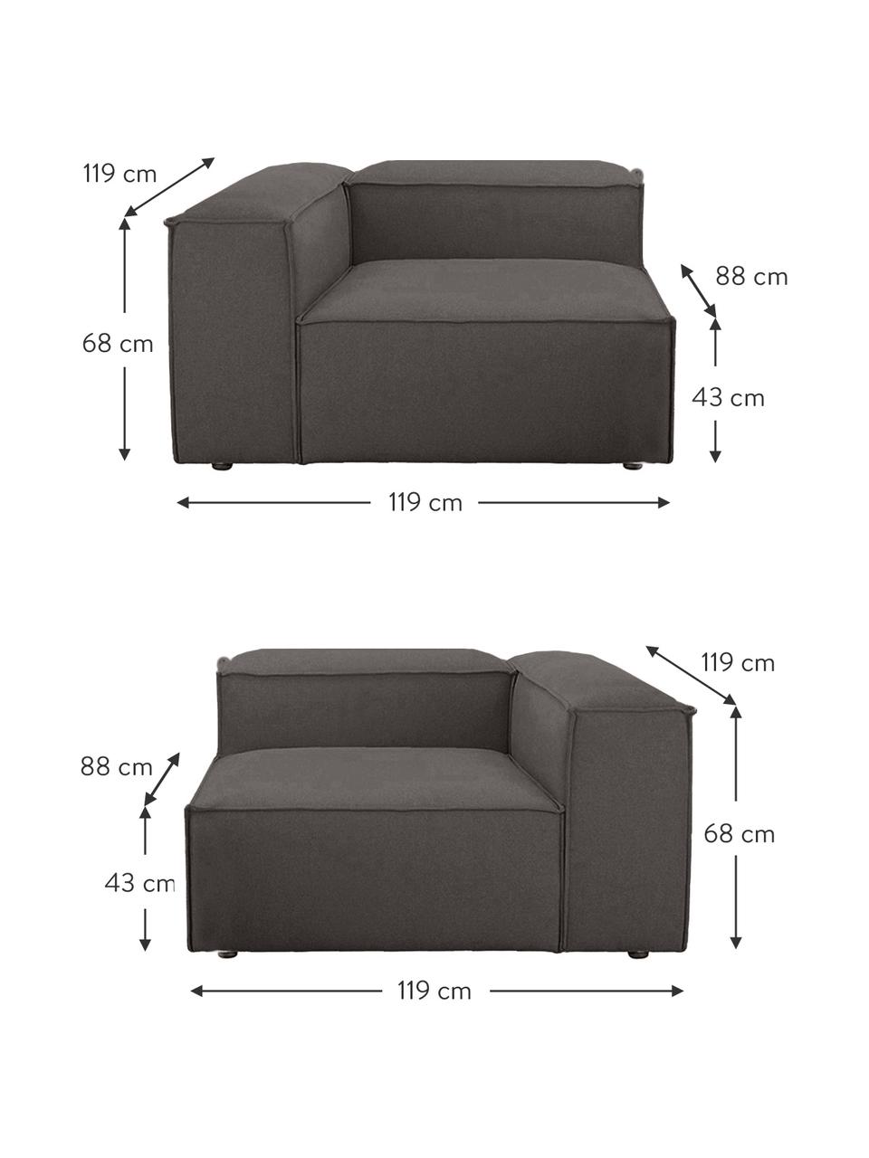 Modulaire bank Lennon (3-zits), Bekleding: 100% polyester De slijtva, Frame: massief grenenhout, FSC-g, Poten: kunststof, Geweven stof antraciet, B 238 x D 119 cm