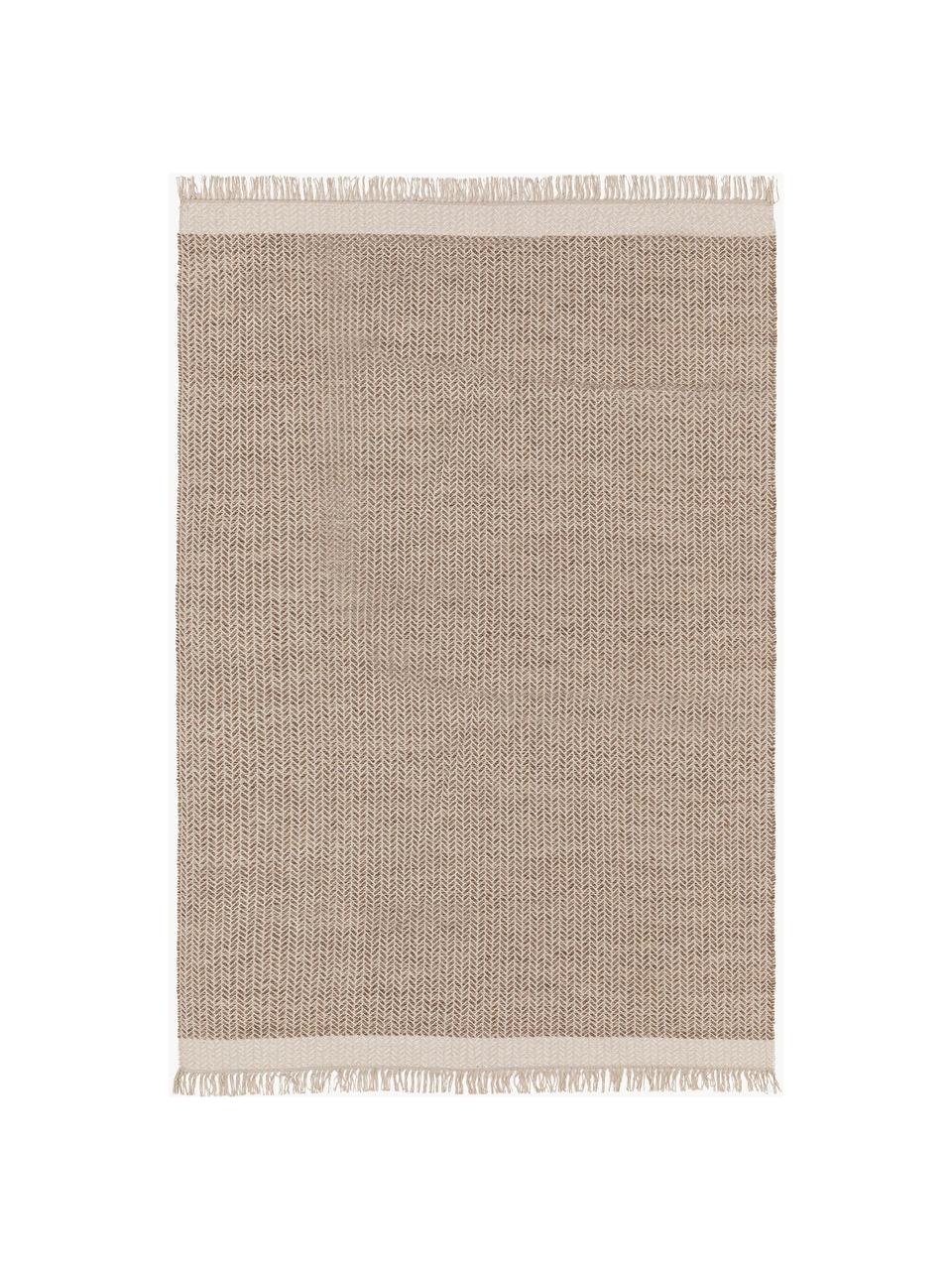 Ručně tkaný vlněný koberec s třásněmi Kim, 80 % vlna, 20 % bavlna

V prvních týdnech používání vlněných koberců se může objevit charakteristický jev uvolňování vláken, který po několika týdnech používání zmizí., Odstíny béžové, Š 200 cm, D 300 cm (velikost L)