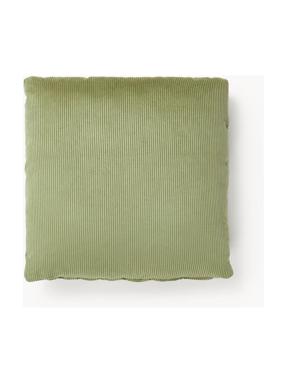 Coussin de canapé en velours côtelé Melva, Velours côtelé vert olive, larg. 50 x long. 50 cm