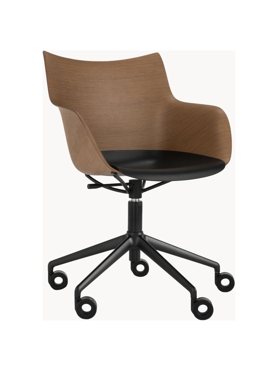Pracovná stolička s opierkami Q/WOOD, Drevo, čierna, Š 62 x H 60 cm