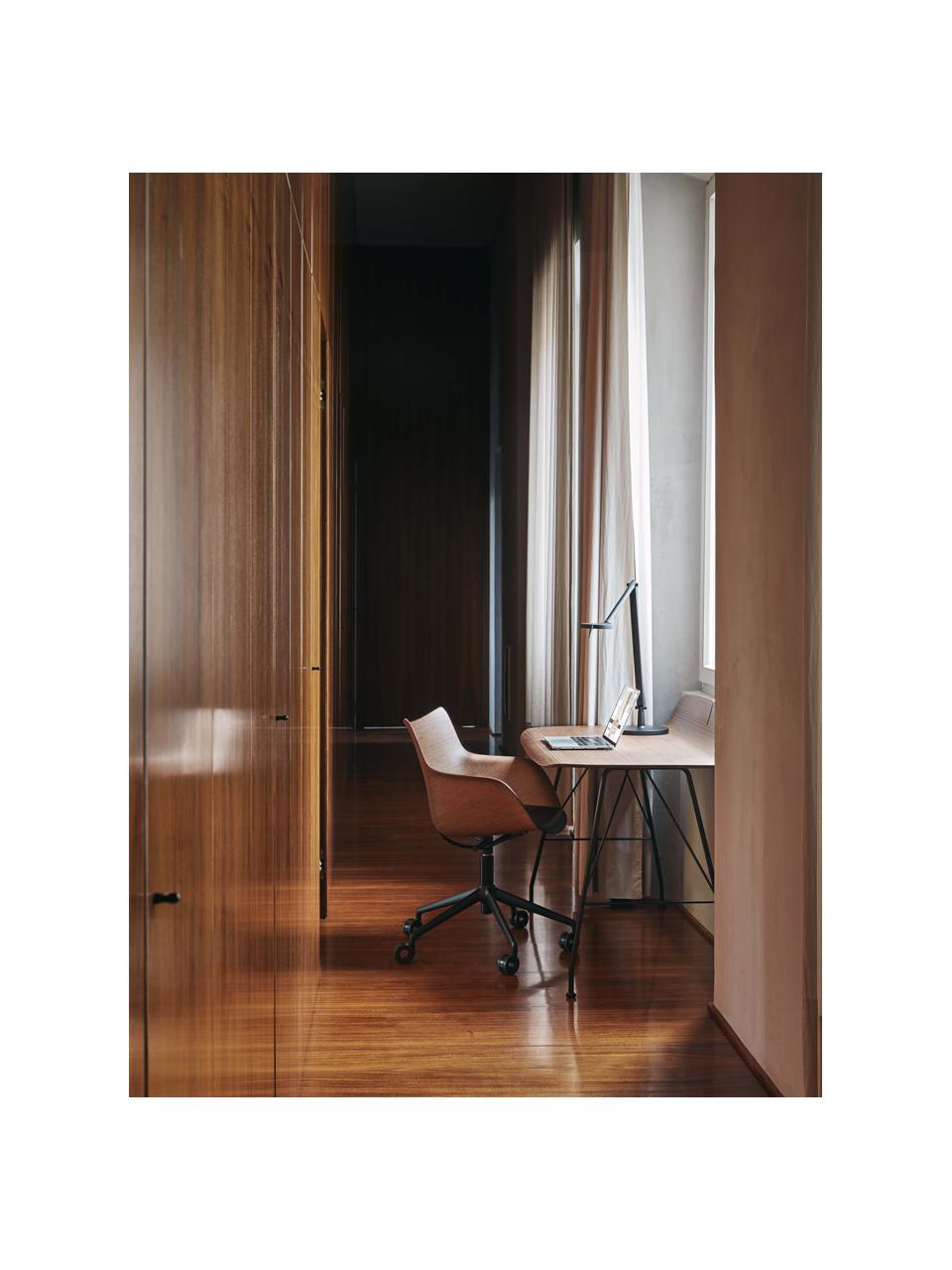 Krzesło biurowe z podłokietnikami Q/WOOD, Stelaż: stal lakierowana, Drewno naturalne, czarny, S 62 x G 60 cm