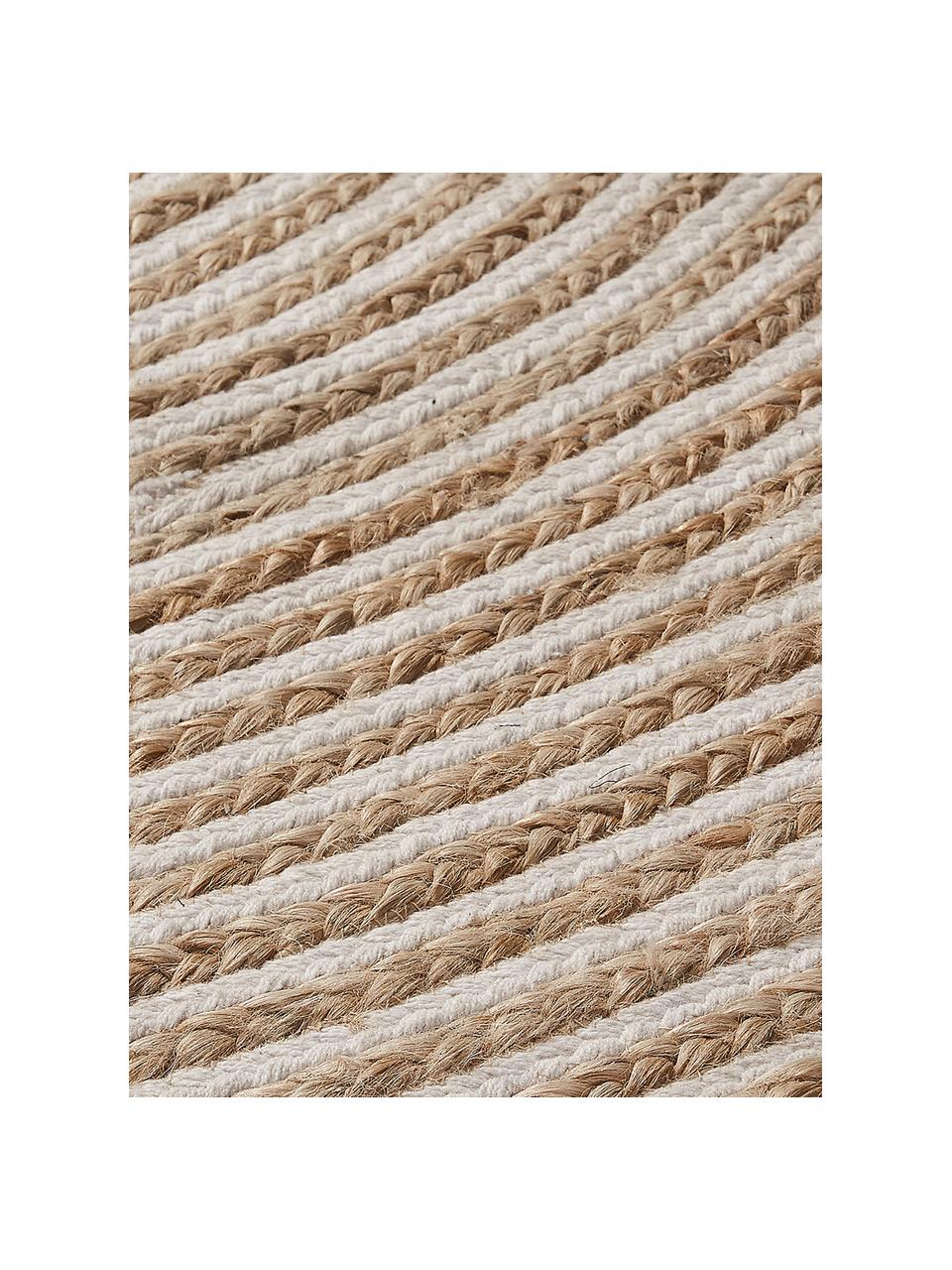 Rond jute vloerkleed Samy met spiraalpatroon, 60% jute, 40% katoen, Beigetinten, Ø 100 cm (maat XS)