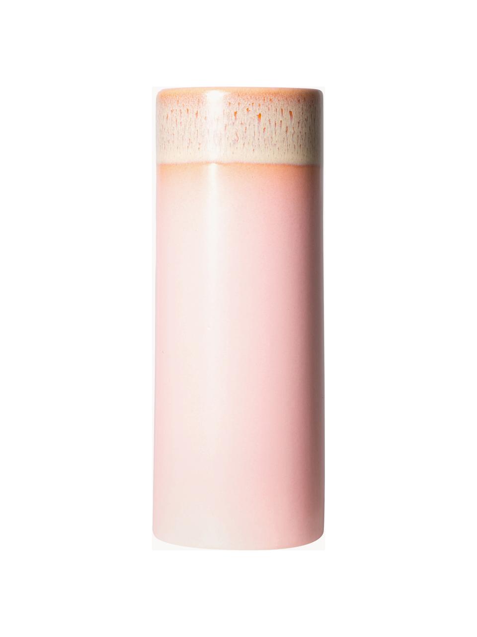 Ručně malovaná keramická váza s reaktivní glazurou 70s, Keramika, Odstíny růžové, Ø 8 cm, V 19 cm