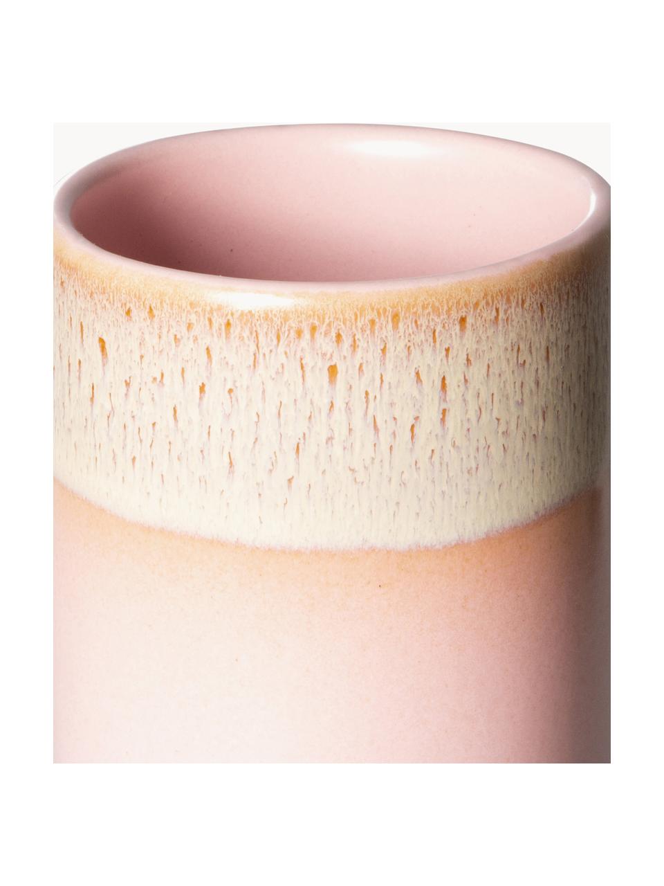Vaso in ceramica dipinto a mano con smalto reattivo 70's Ceramic, alt. 19 cm, Ceramica, Tonalità rosa, Ø 8 x Alt. 19 cm