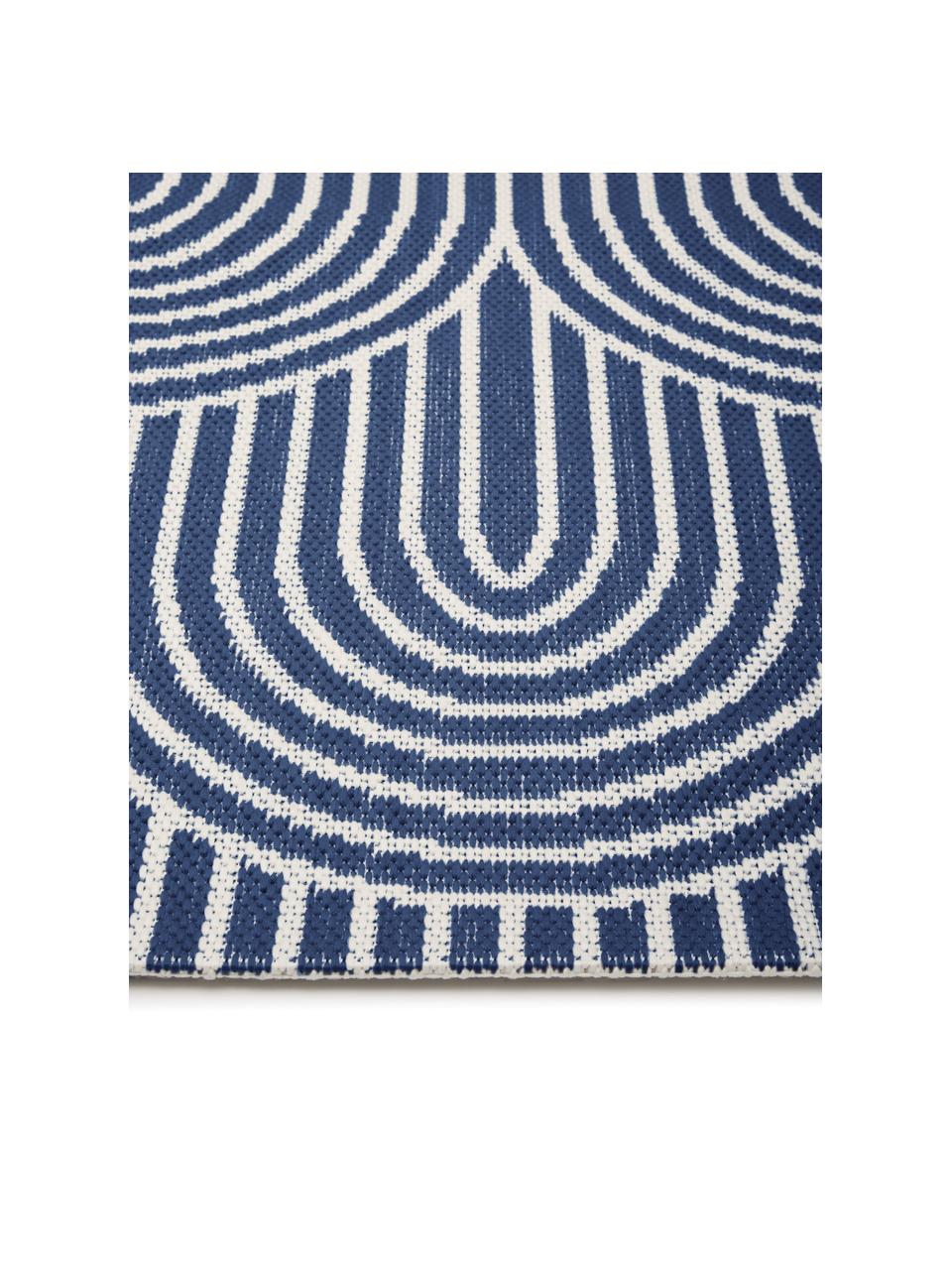 Tapis extérieur bleu ethnique Arches, Bleu, blanc