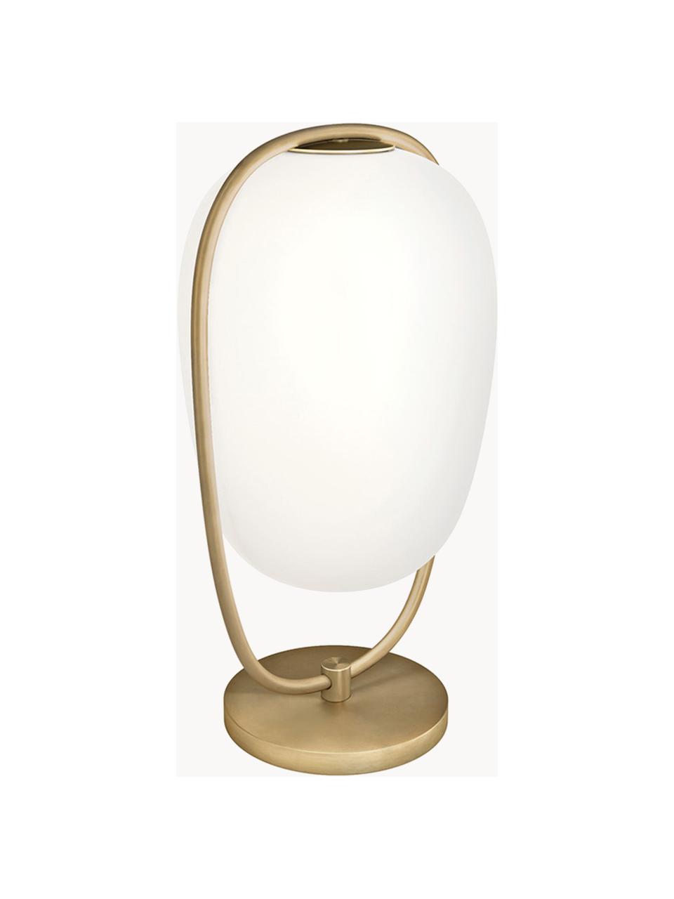 Lampa stołowa ze szkła dmuchanego Lanna, Stelaż: metal powlekany, Odcienie złotego, Ø 22 x W 40 cm