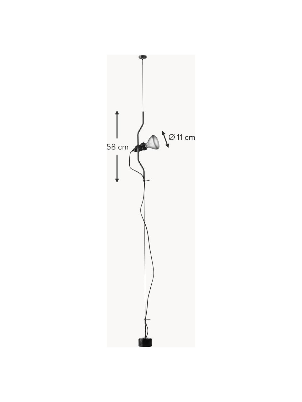 Kleine hanglamp Parentesi, dimbaar, Staal, gecoat, Zwart, Ø 11 x H 58 cm