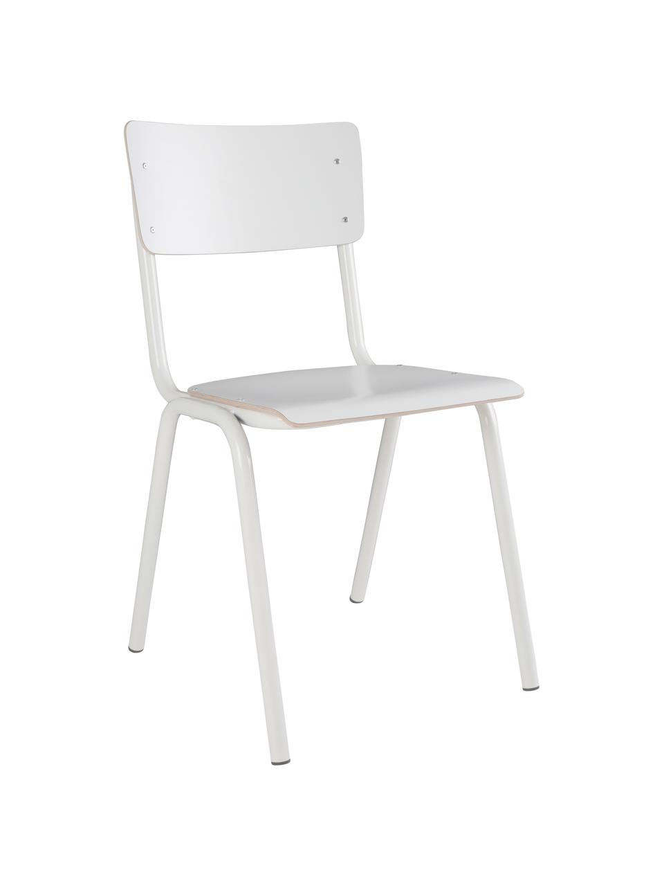 Sillas Back to School, 4 uds., Patas: metal, pintado en polvo, Asiento: laminado, Blanco, An 43 x F 47 cm