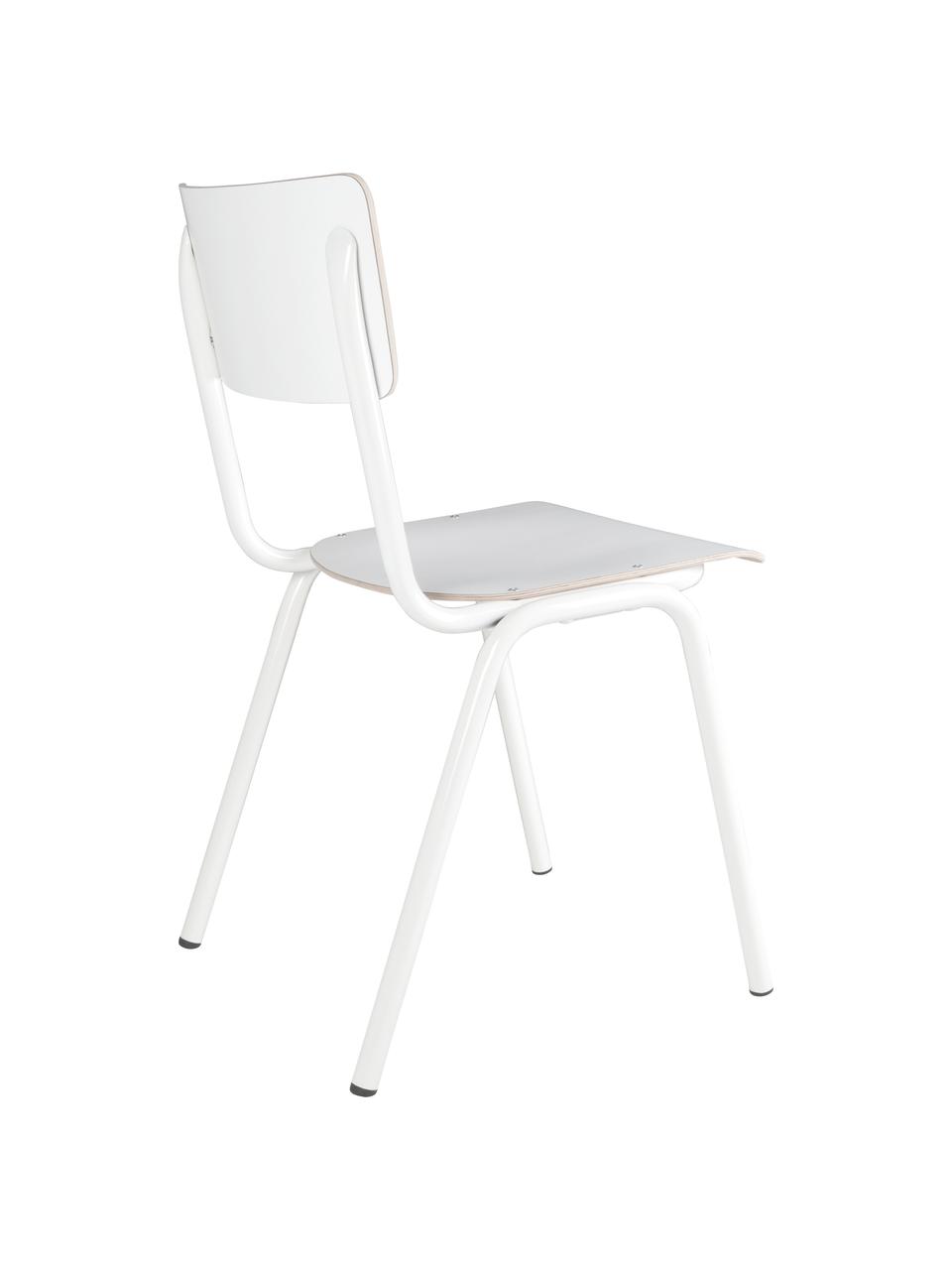 Sillas Back to School, 4 uds., Patas: metal, pintado en polvo, Asiento: laminado, Blanco, An 43 x F 47 cm