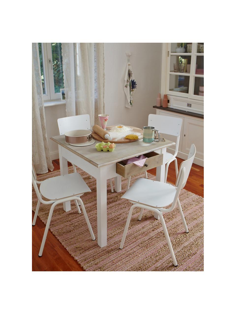 Sillas Back to School, 4 uds., Patas: metal, pintado en polvo, Asiento: laminado, Blanco, An 43 x F 47 cm