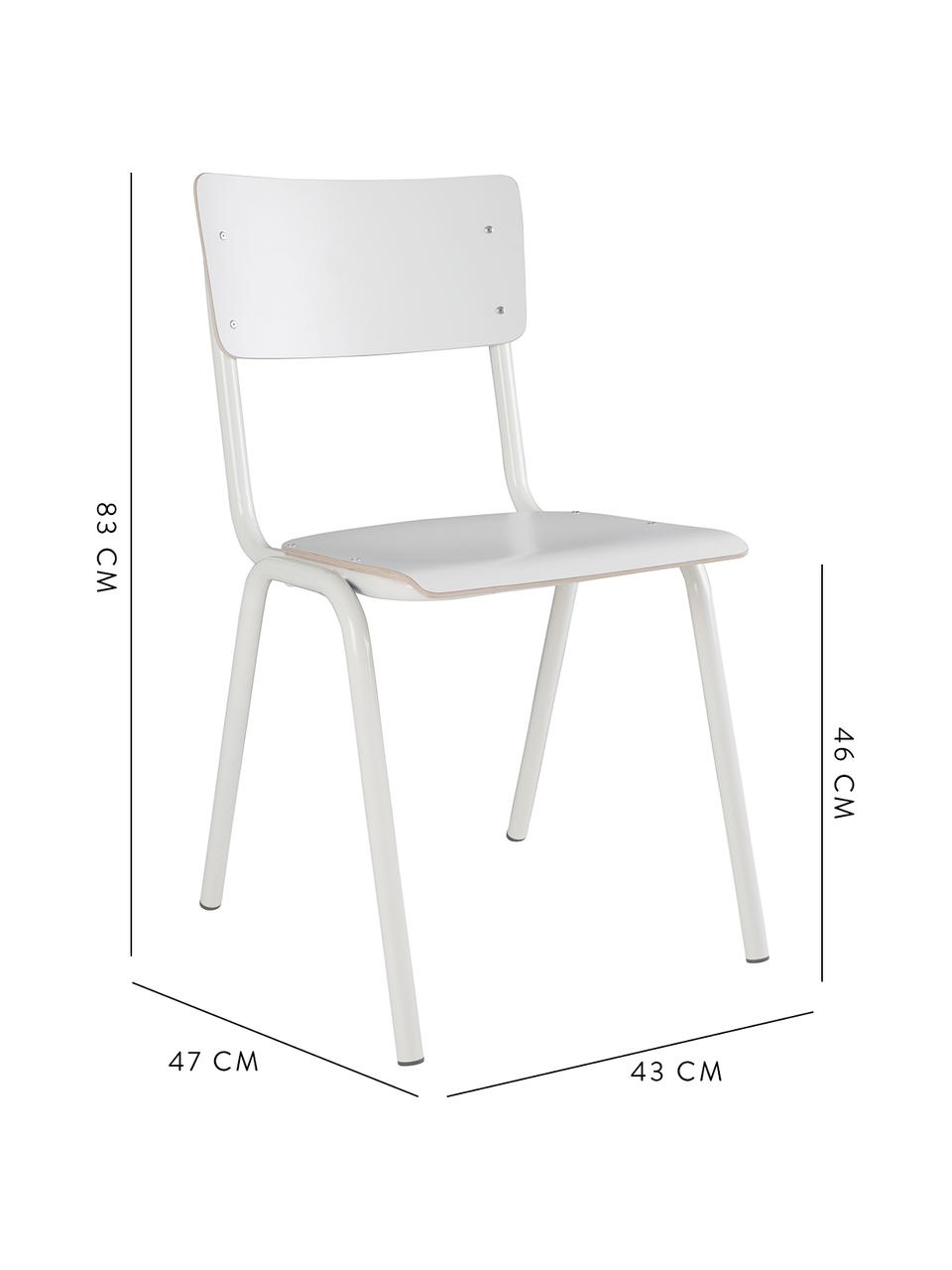 Krzesło Back to School, 4 szt., Nogi: metal malowany proszkowo, Biały, 43 x 83 cm