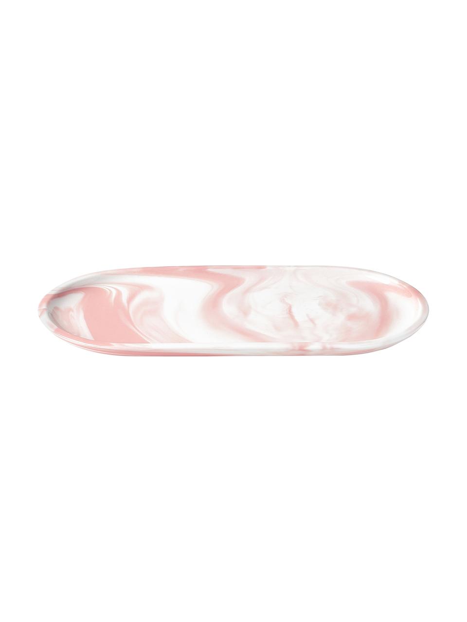 Plateau décoratif aspect marbre Livana, Porcelaine, Rose, larg. 30 x haut. 2 cm