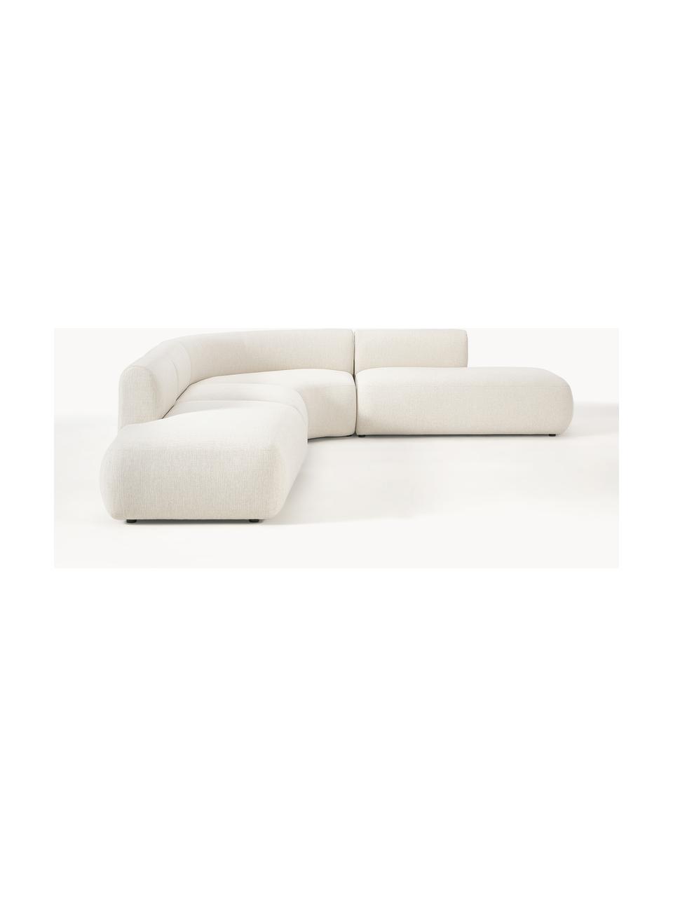 Canapé d'angle modulable 4 places Sofia, Tissu blanc crème, larg. 385 x prof. 298 cm