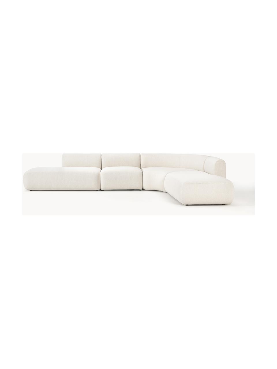 Sofá rinconera modular Sofia (4 plazas), Tapizado: 100% polipropileno Alta r, Estructura: madera de abeto, tablero , Patas: plástico El material util, Tejido blanco crema, An 385 x F 298 cm